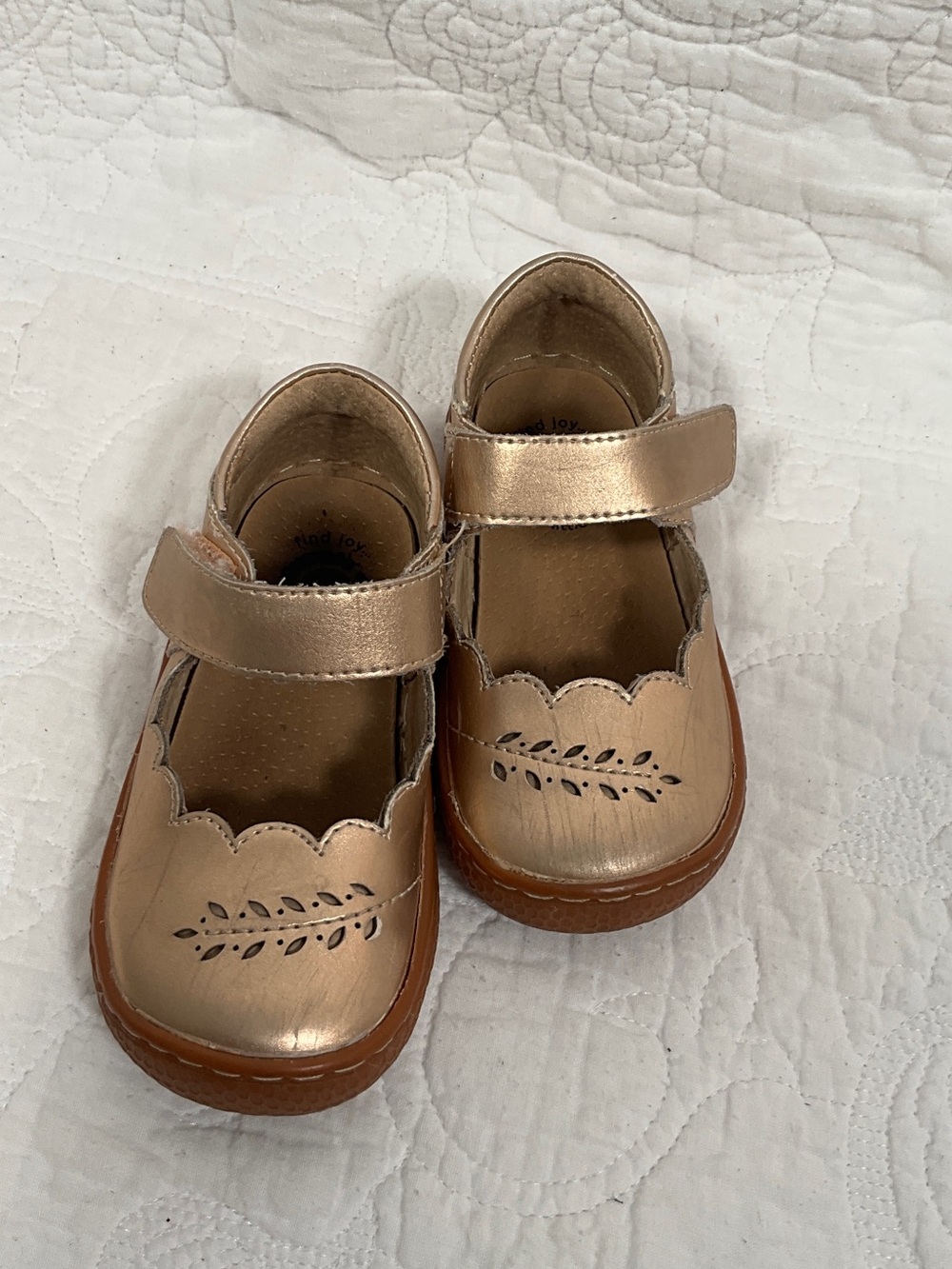Livie & Luca Rose Gold Mary Jane Shoes with Scallop & Cutout Detail